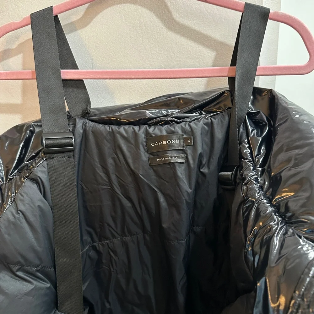 Carbon38 Shiny Black Takara Shine Puffer Jacket Medium - Picture 12 of 15